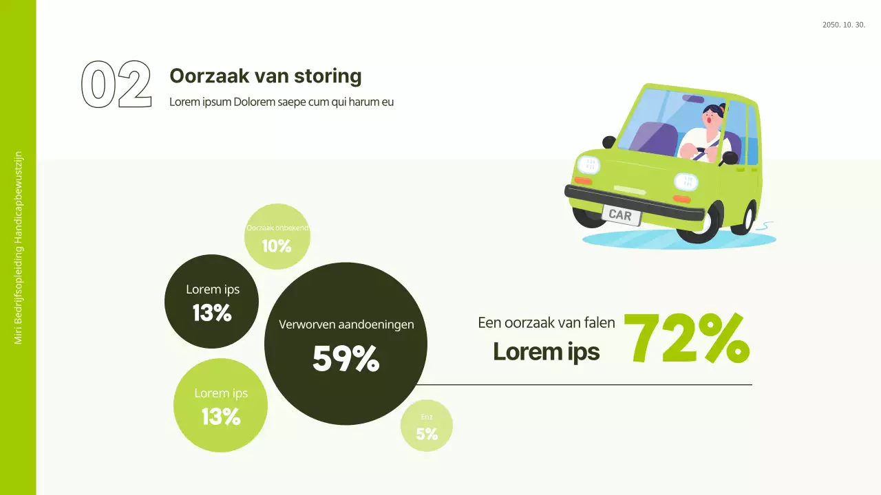 Witte en limoengroene illustratie voelt training over bewustzijn van invaliditeit PPT op de werkplek