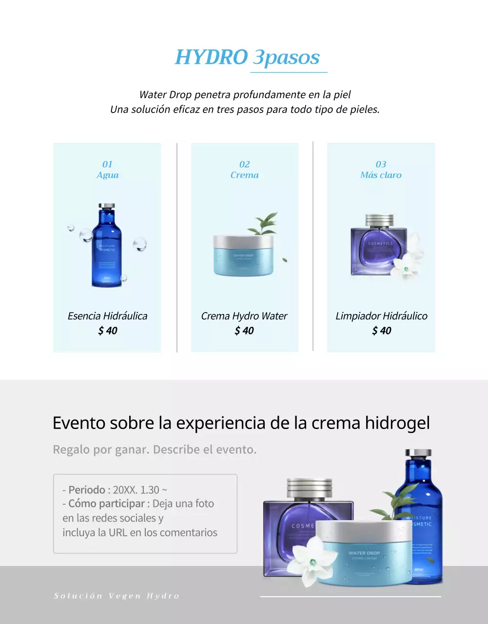 Hidratantes veganos de tonos azules página detallada