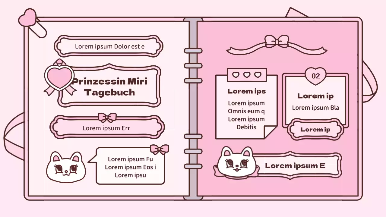 Niedliches Tagebuch-Konzept-Präsentationskit in Rosa