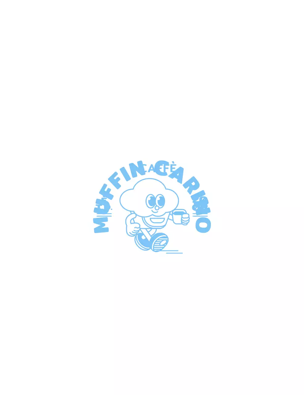 Stile del personaggio del cupcake per il merchandising del caffè