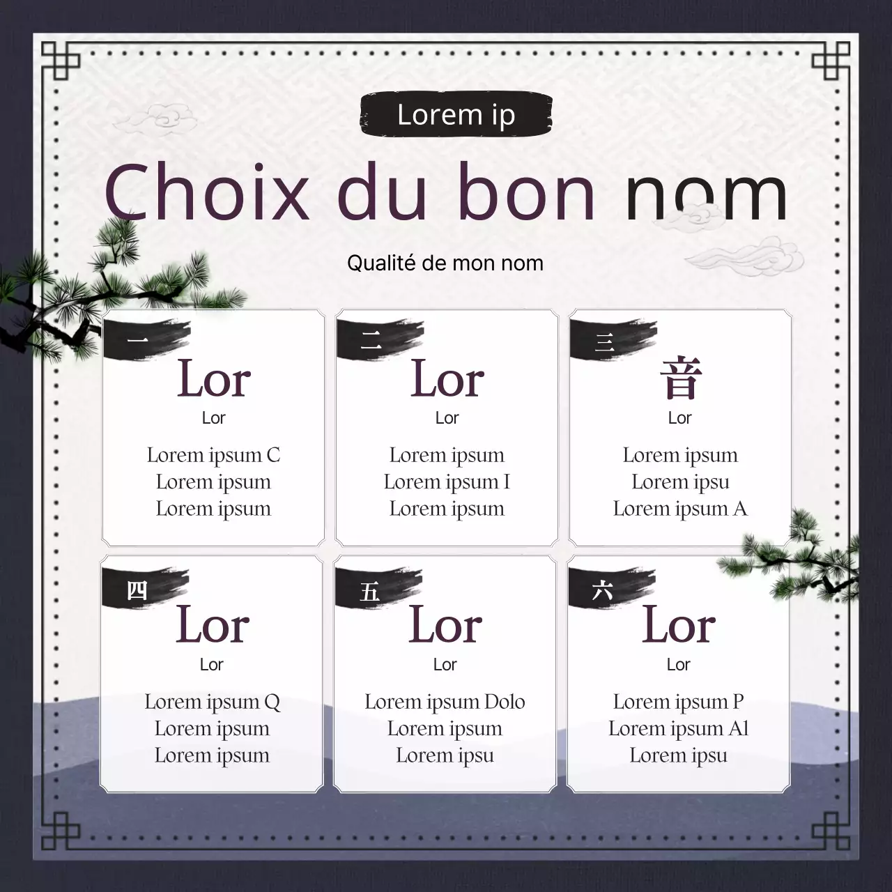 Nomenclature traditionnelle et classique en bleu marine et noir