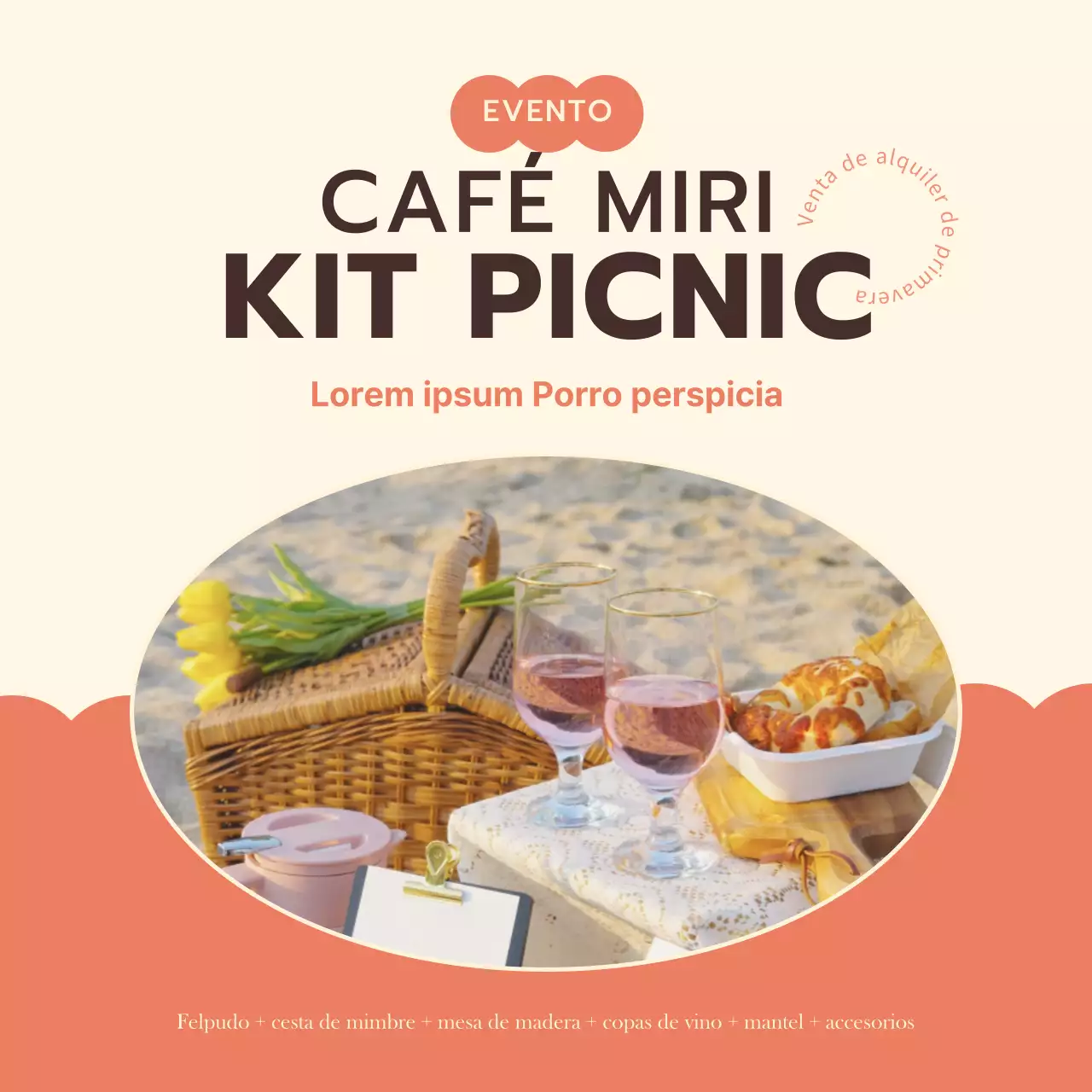 Amarillo Naranja Picnic Alquiler Evento