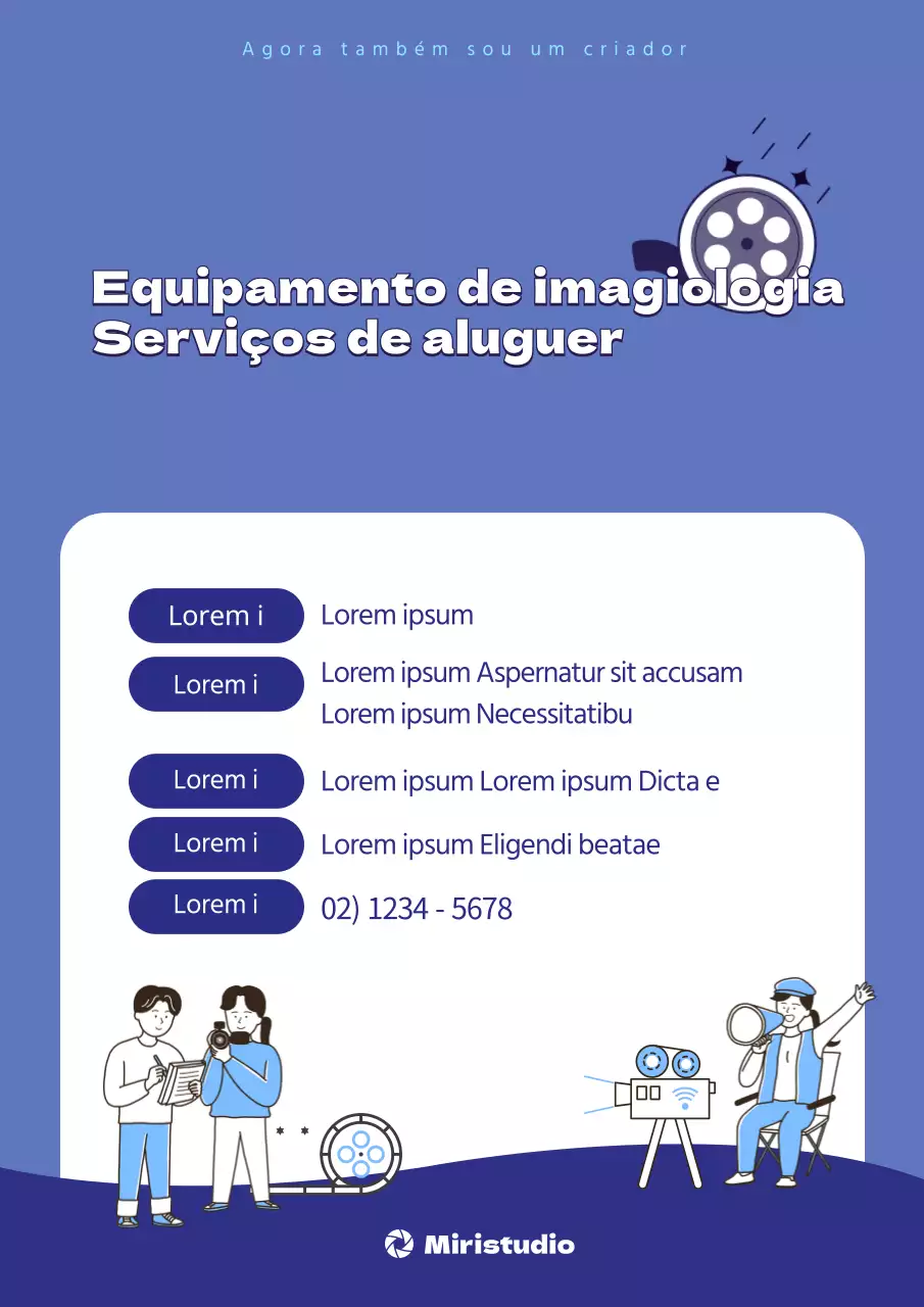 Serviço de aluguer de equipamento de vídeo em indigo