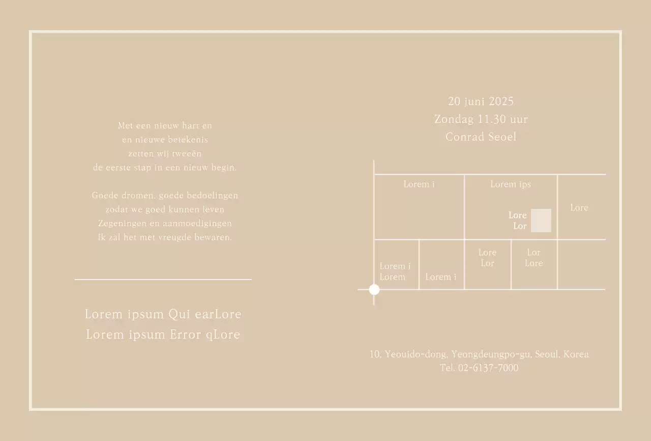 Beige Schone Huwelijksuitnodiging Postkaart