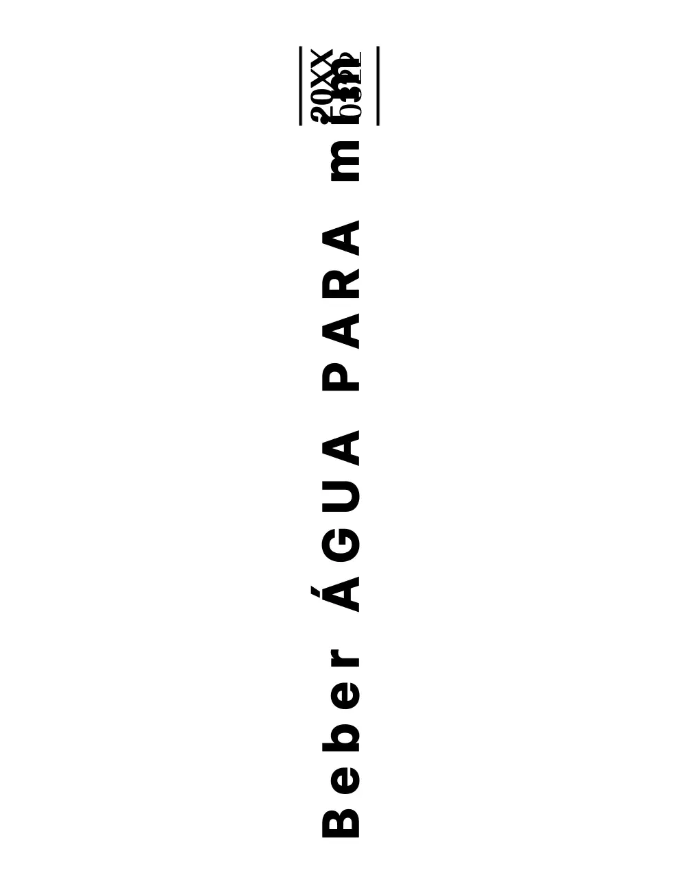 Lembrança da campanha "Beber água" com uma ilustração a preto de um controlo da hora do dia para beber