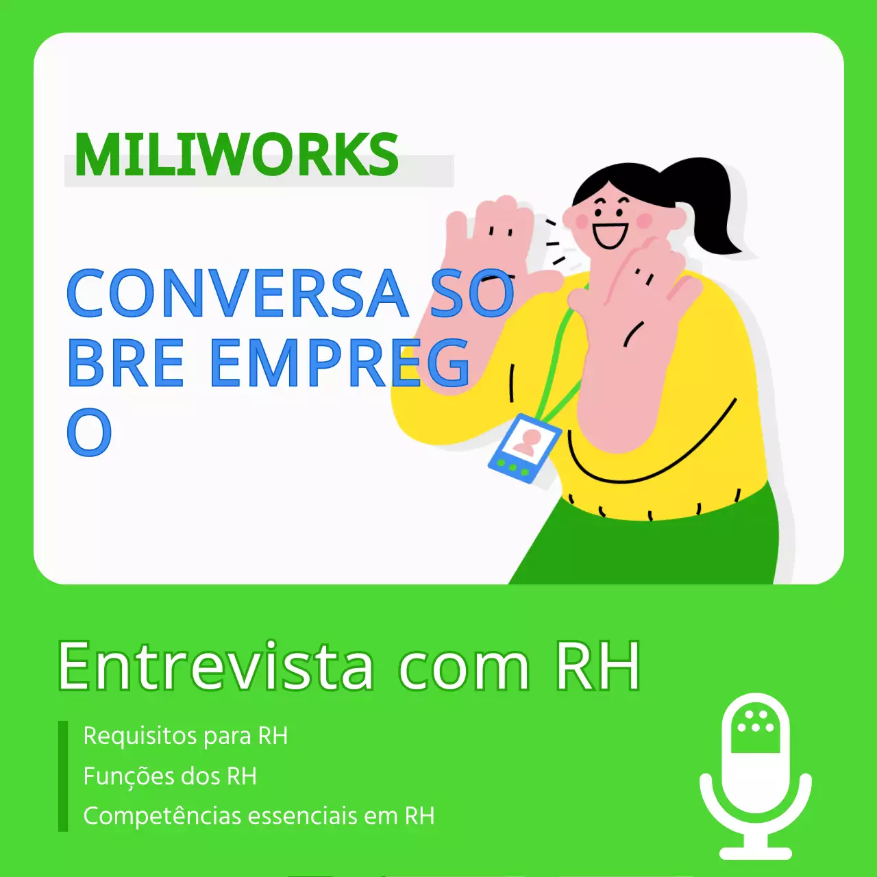 Posto de entrevista de emprego em tons de azul e chartreuse