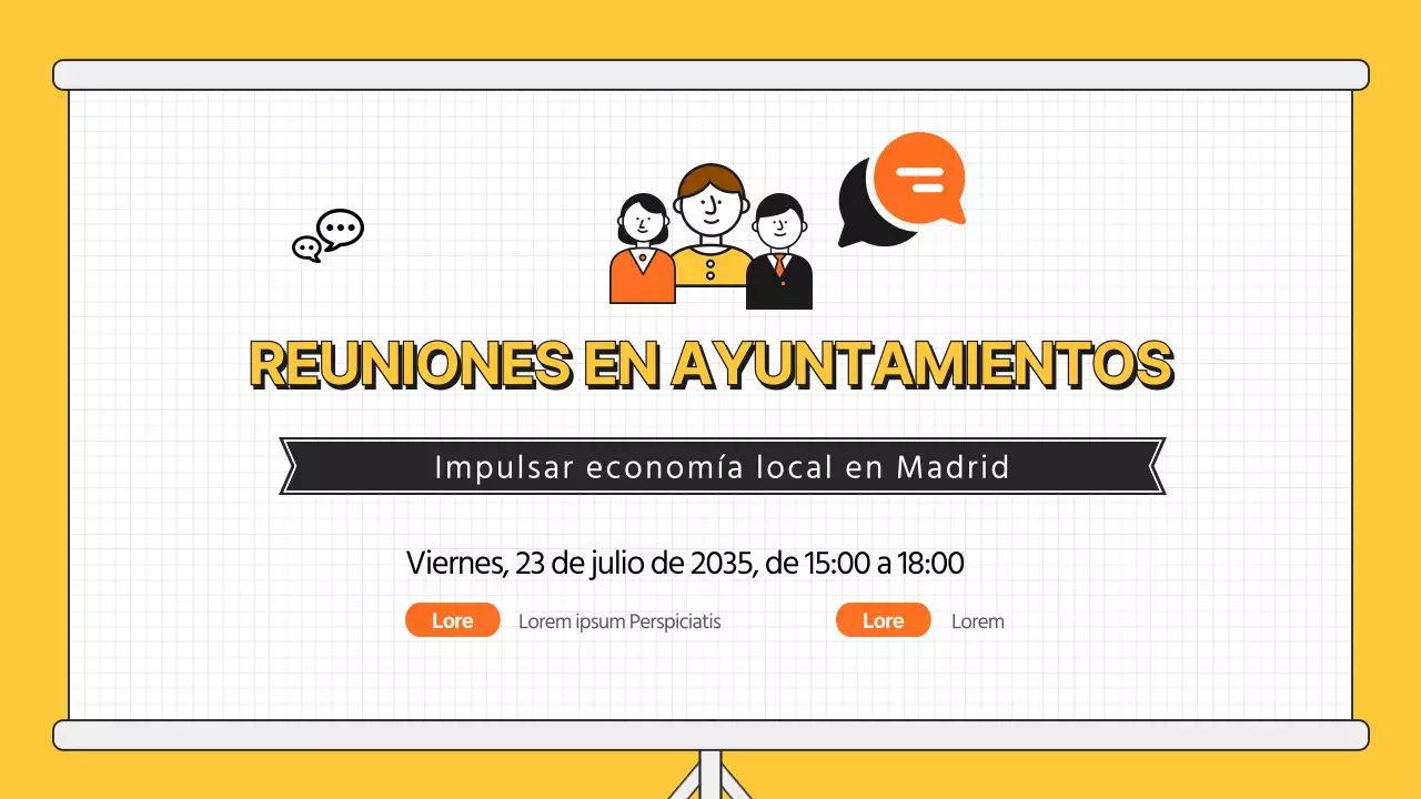 Presentación de debate con ilustración naranja