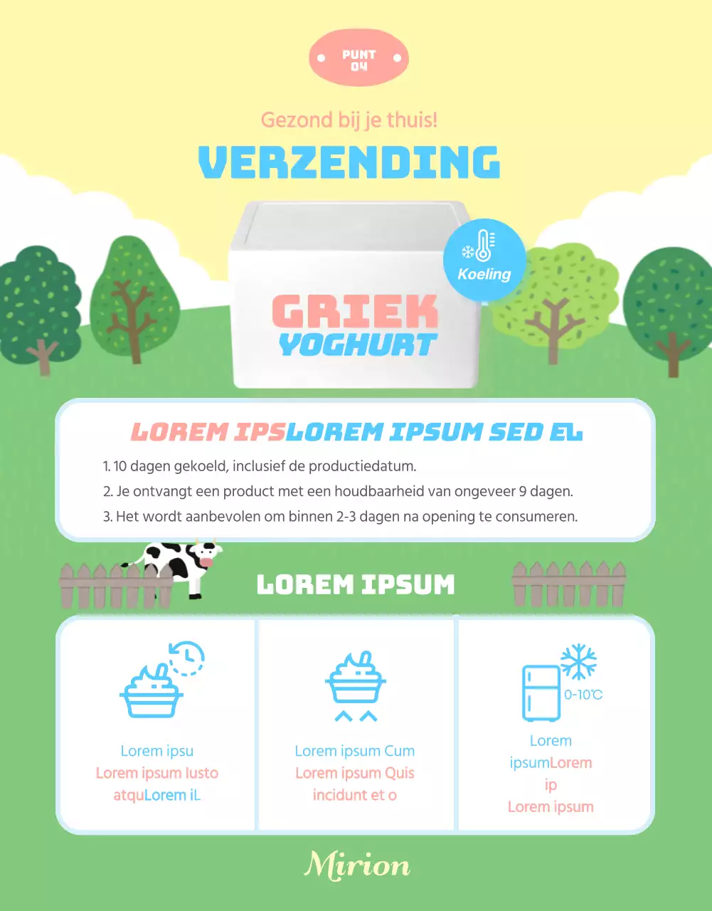 Yoghurt informatie in schattige pastel illustraties