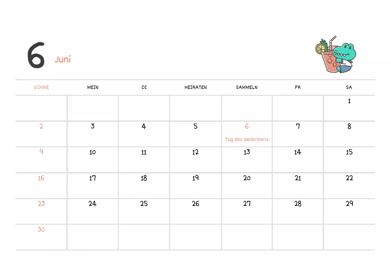 Ein Kalender mit einem niedlichen Argo-Illustrationskonzept