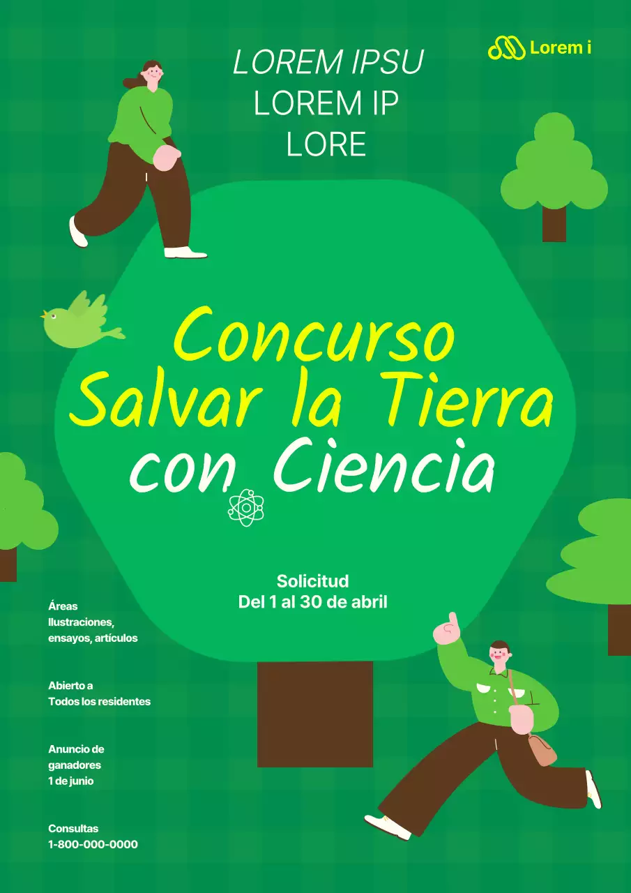 Ilustración del Árbol Verde Mes de la Ciencia Día de la Tierra Concurso Salvar el Planeta