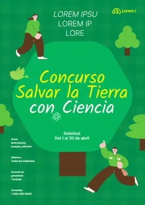 Ilustración del Árbol Verde Mes de la Ciencia Día de la Tierra Concurso Salvar el Planeta