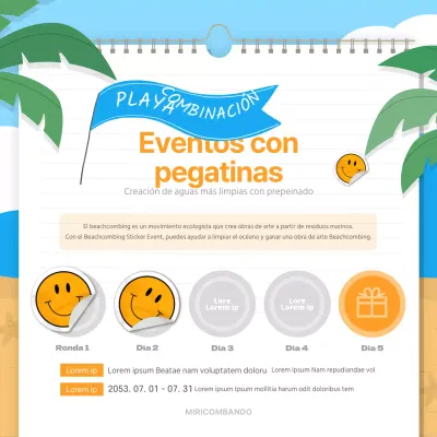 Evento de pegatinas azules y amarillas para la playa