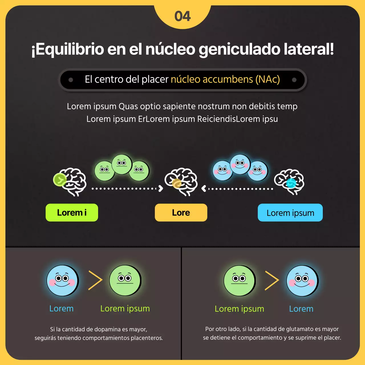Aspectos neurocientíficos en un concepto de ilustración en negro y amarillo Resoluciones y dejar de fumar