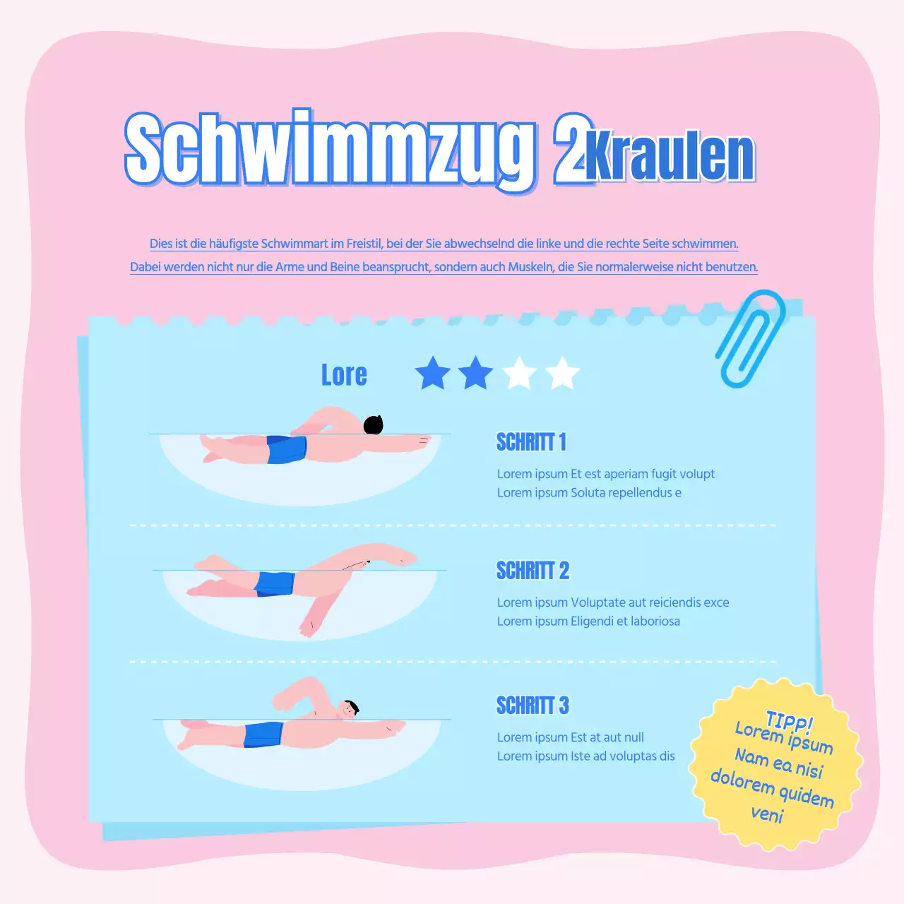 Kinderschwimmen in rosa und hellblau CardNews