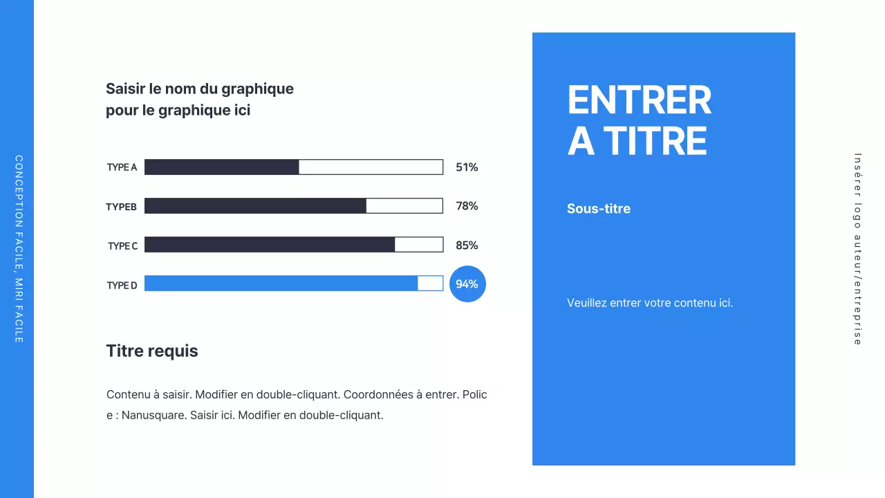 Graphique horizontal simple de l'entreprise en bleu