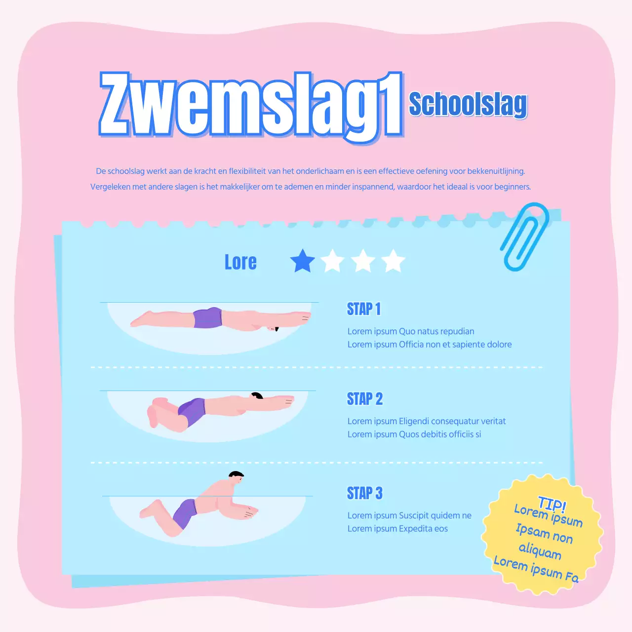 Kinderzwemmen in roze en lichtblauw CardNews