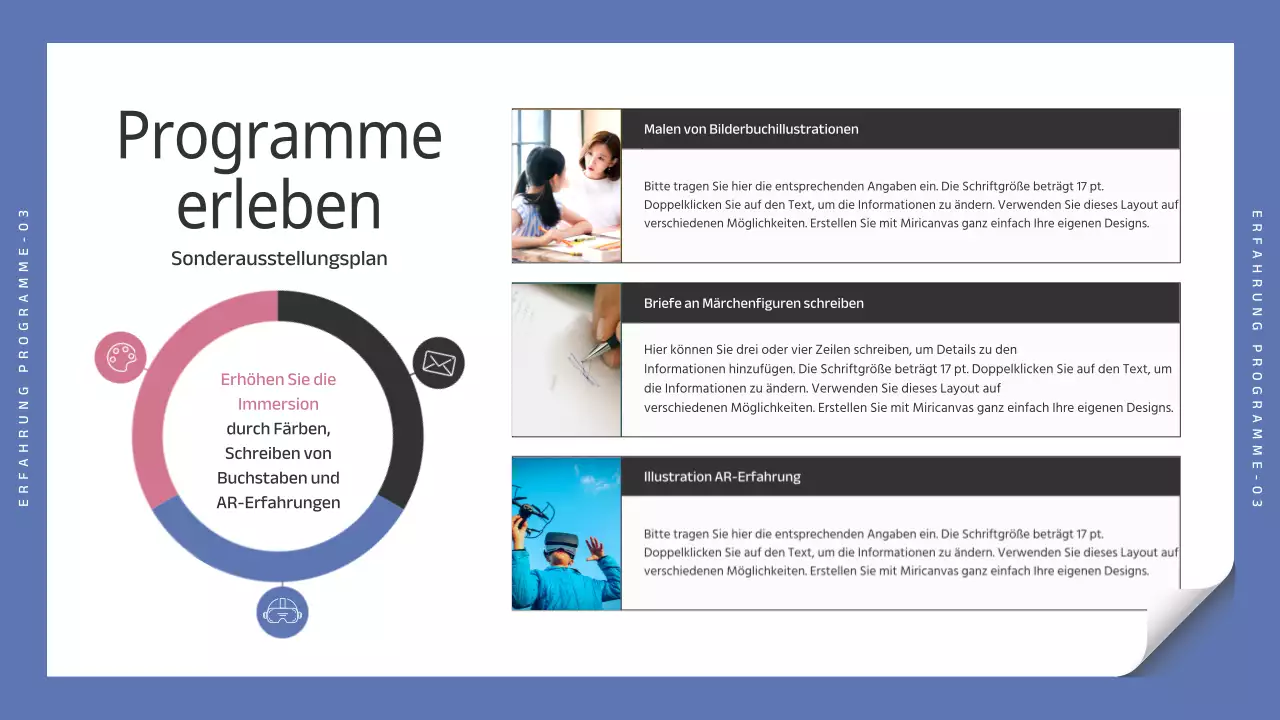 Schwarz-blaue, schlichte Kinderbuch-Illustrationsbroschüre für die Sonderausstellung