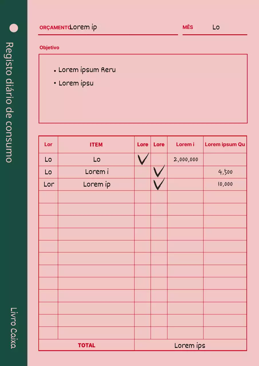 Documento de entrada de bolso de estilo retro em cor-de-rosa e verde