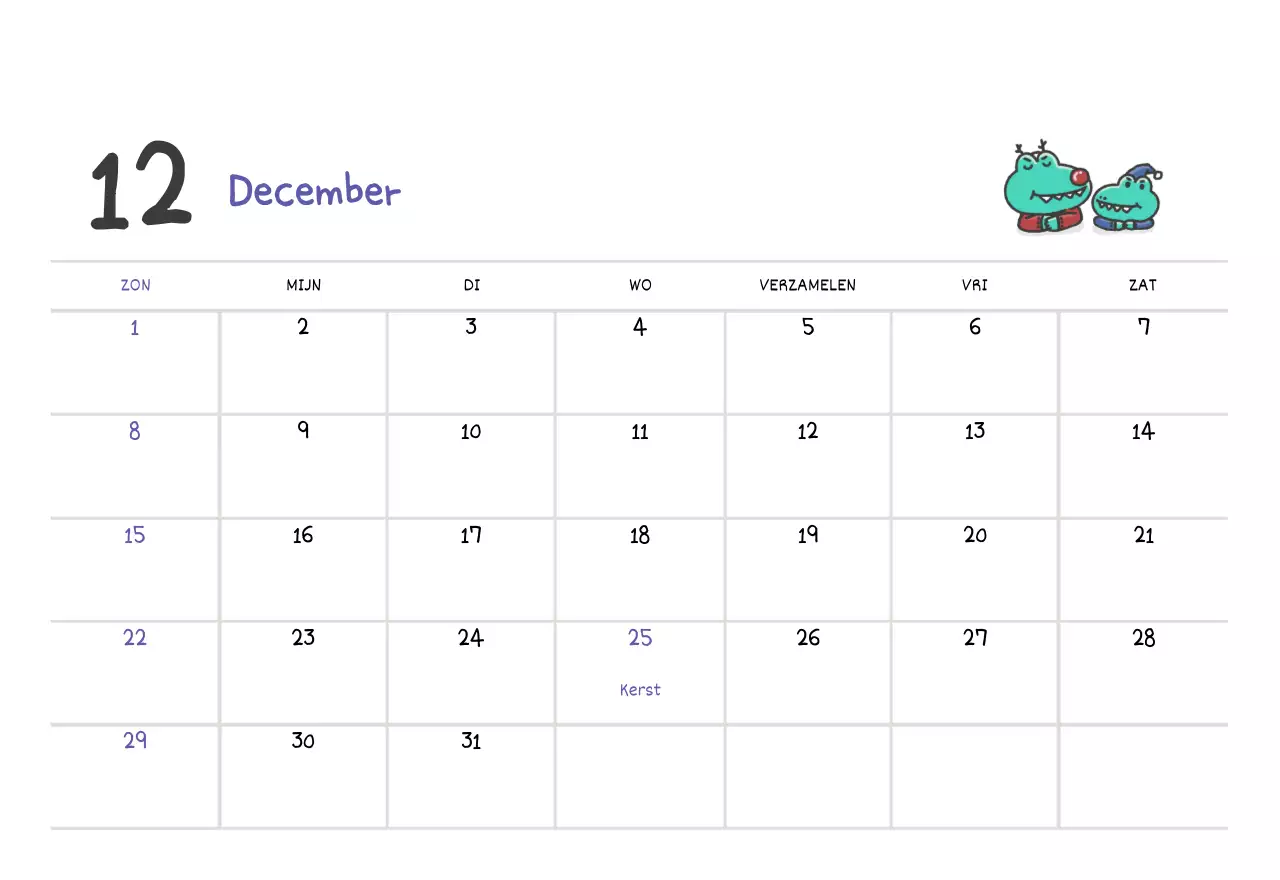 Een kalender met een schattig Argo-illustratieconcept