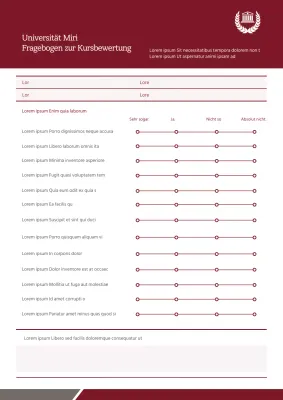 Fragebogen zur Kursbewertung der Universität Miri Dokumentvorlage Kurszufriedenheitsbewertung
