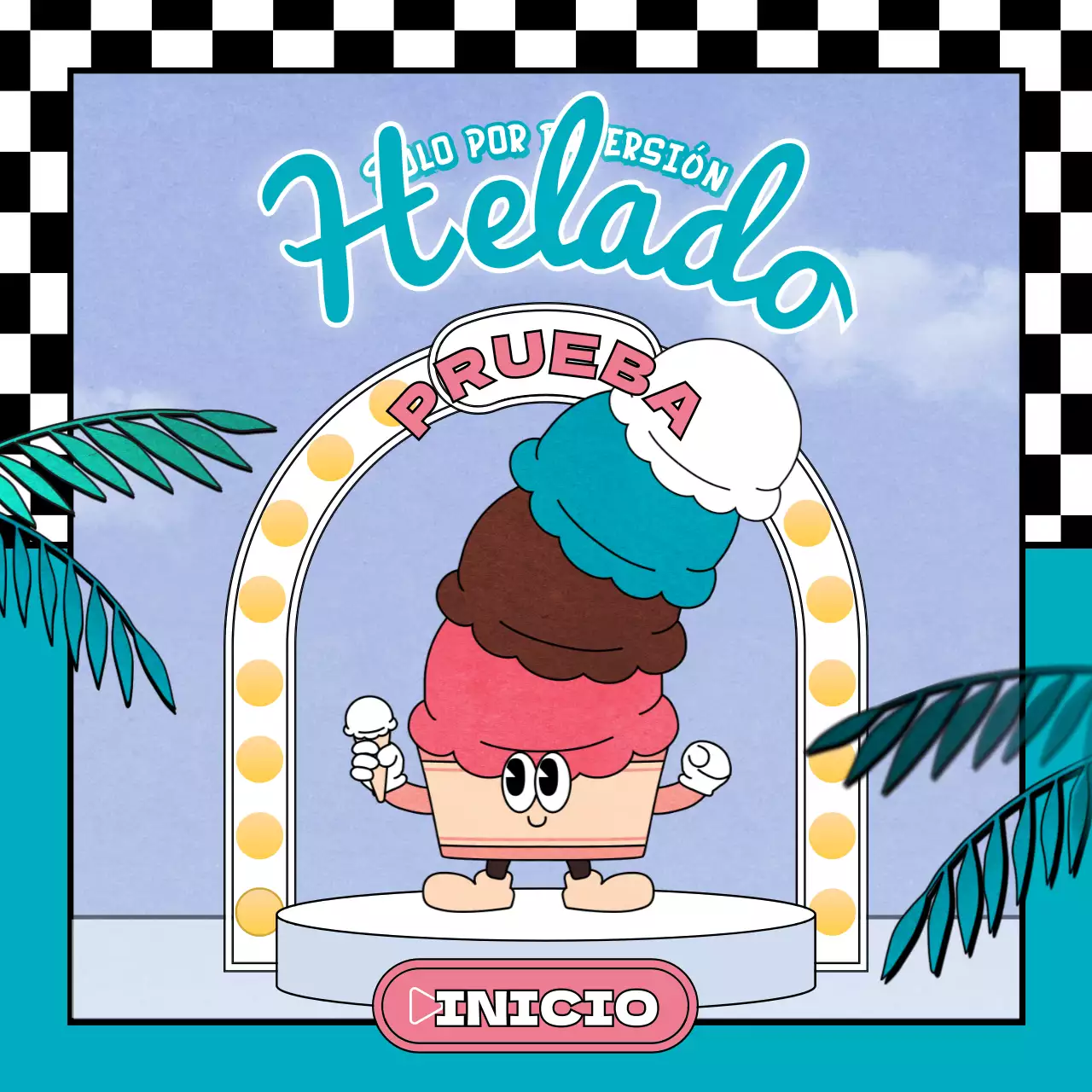 Lindo personaje retro estilo ilustración personaje de helado en color rosa menta chocolate