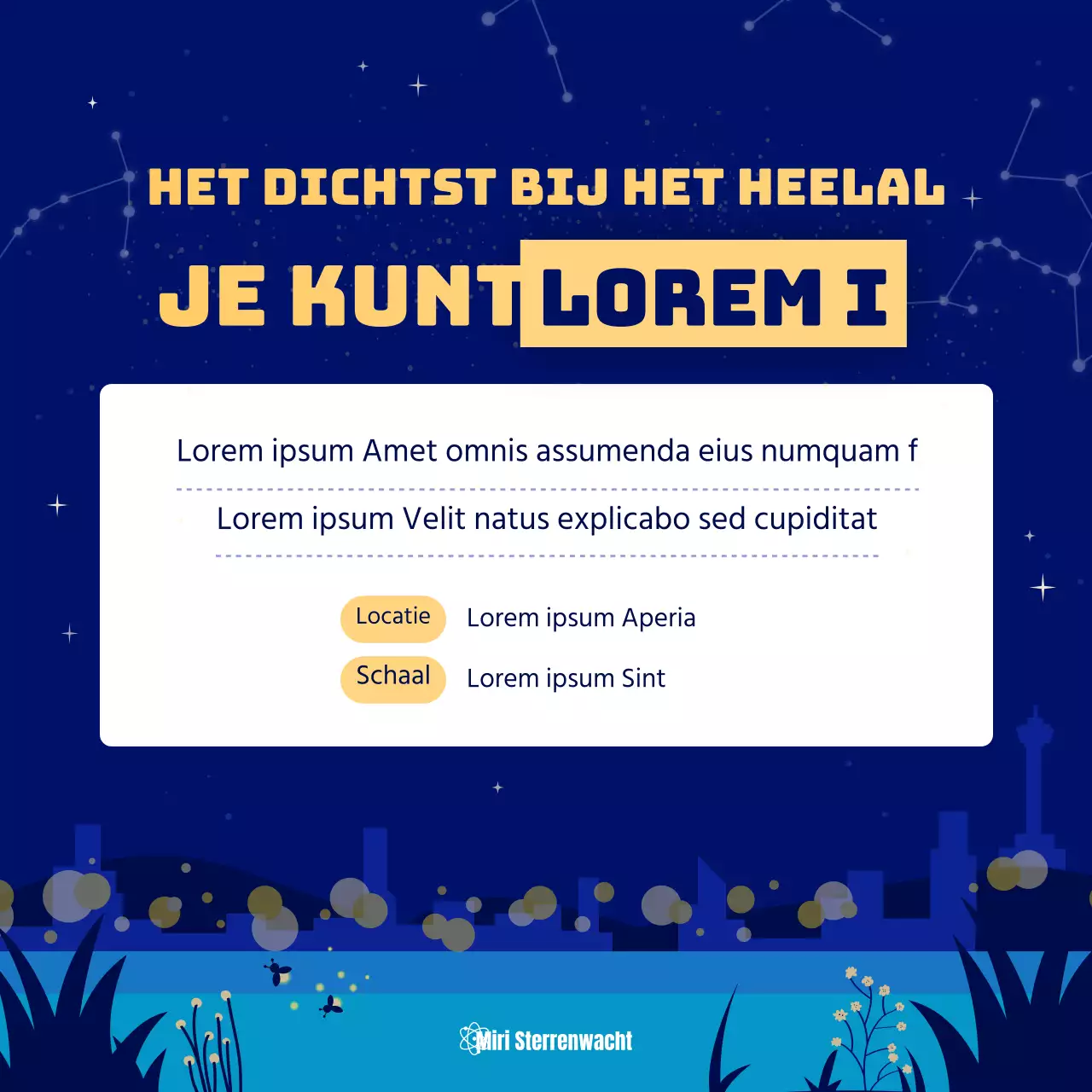 Geïllustreerde zomerhoroscoop in blauw en geel CardNews