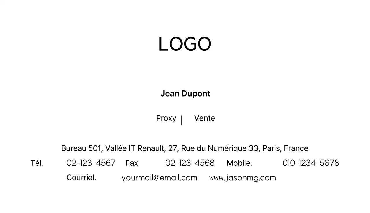 Carte de visite d'une entreprise de développement de solutions