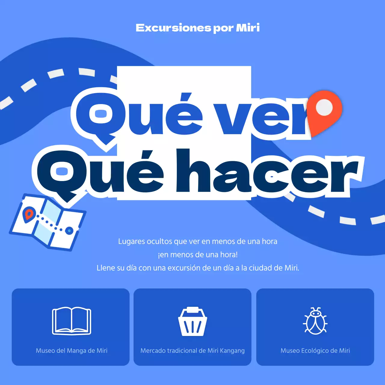 Un bonito viaje de barrio con un concepto de mapa de viajes azul