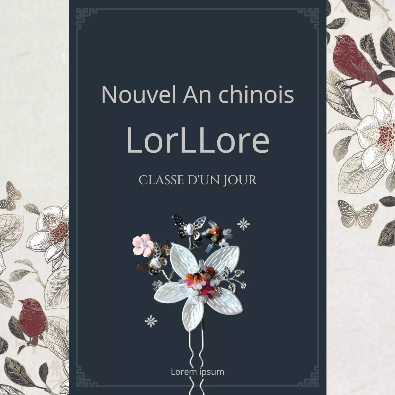 Cours d'une journée pour réaliser une coiffe traditionnelle du Nouvel An chinois en marron et bleu marine