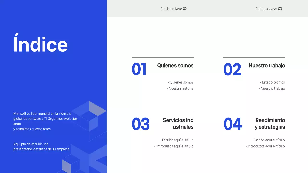 Perfil de empresa de TI en azul (presentación)