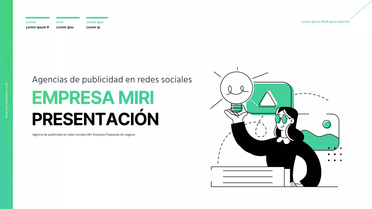 Membrete verde y blanco de agencia de publicidad