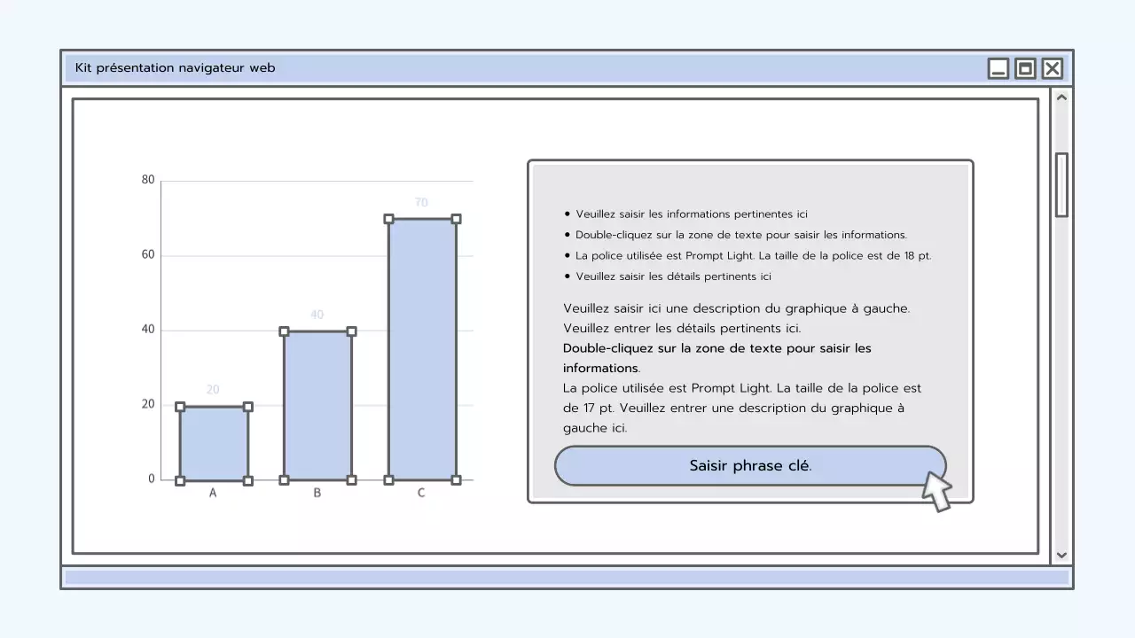 Kit de présentation avec un concept de navigateur bleu clair