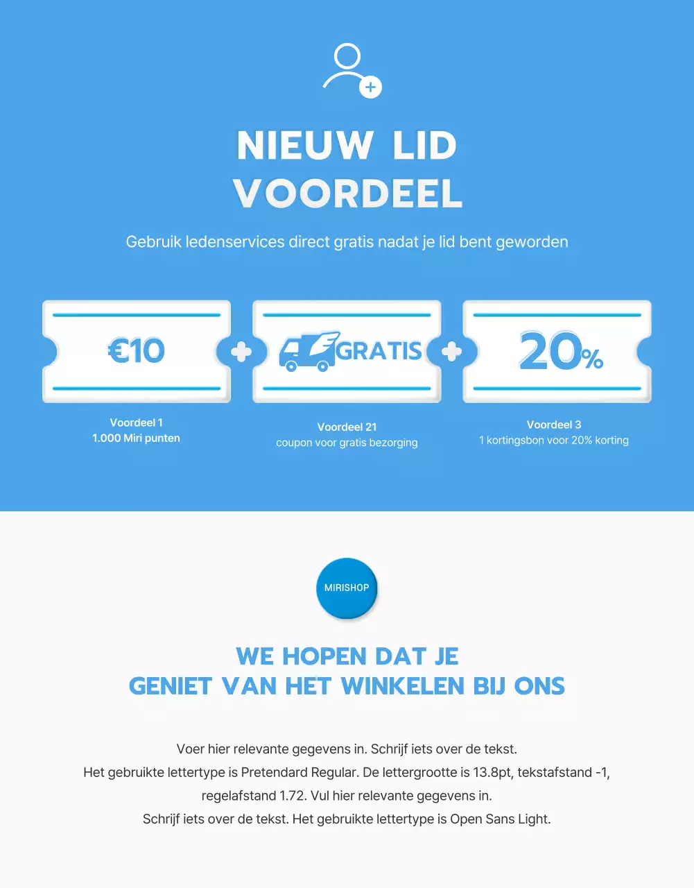 Zo gebruik je de lichtblauwe standaardstijl voor winkelcentra