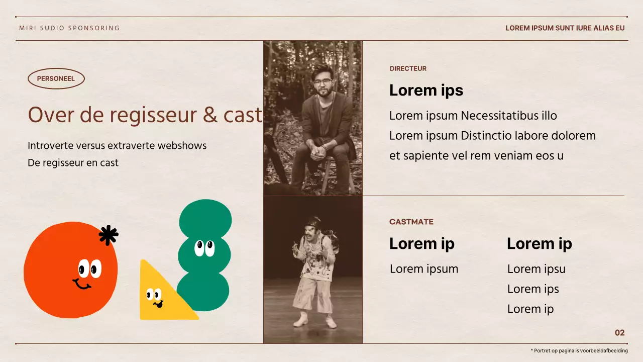 Het voorstel van webtalent Hyun Chan met een papieren achtergrond en kleurrijke geometrische vormen