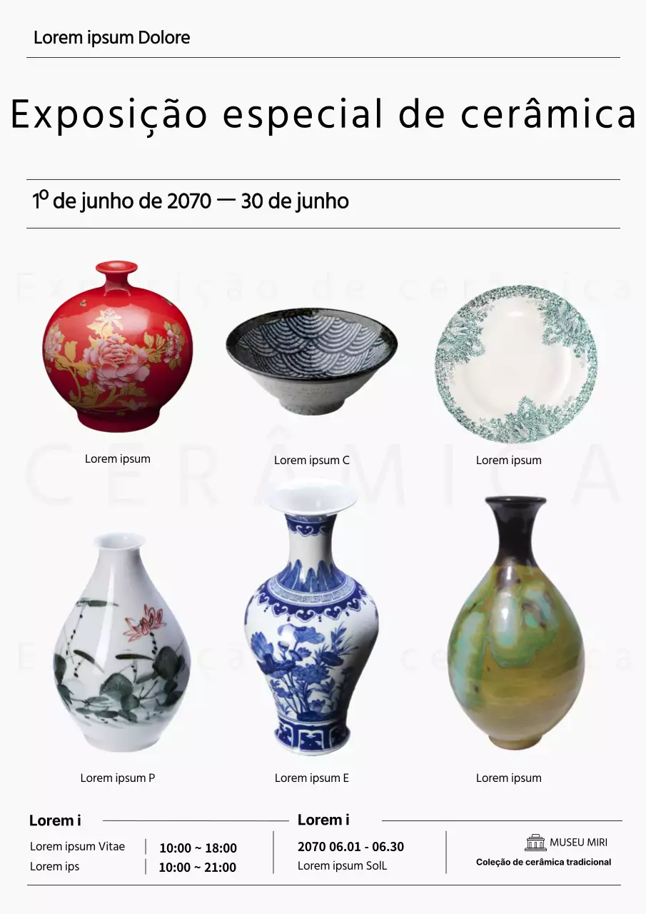 Exposição especial de cerâmica fotográfica a cores