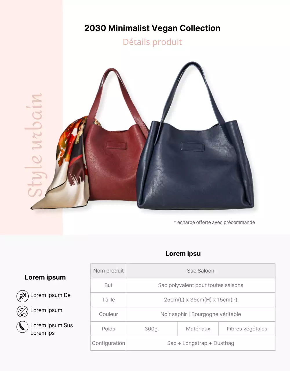 Sac vegan minimaliste à fond rose