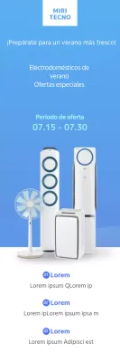 Banner azul de aparatos de verano