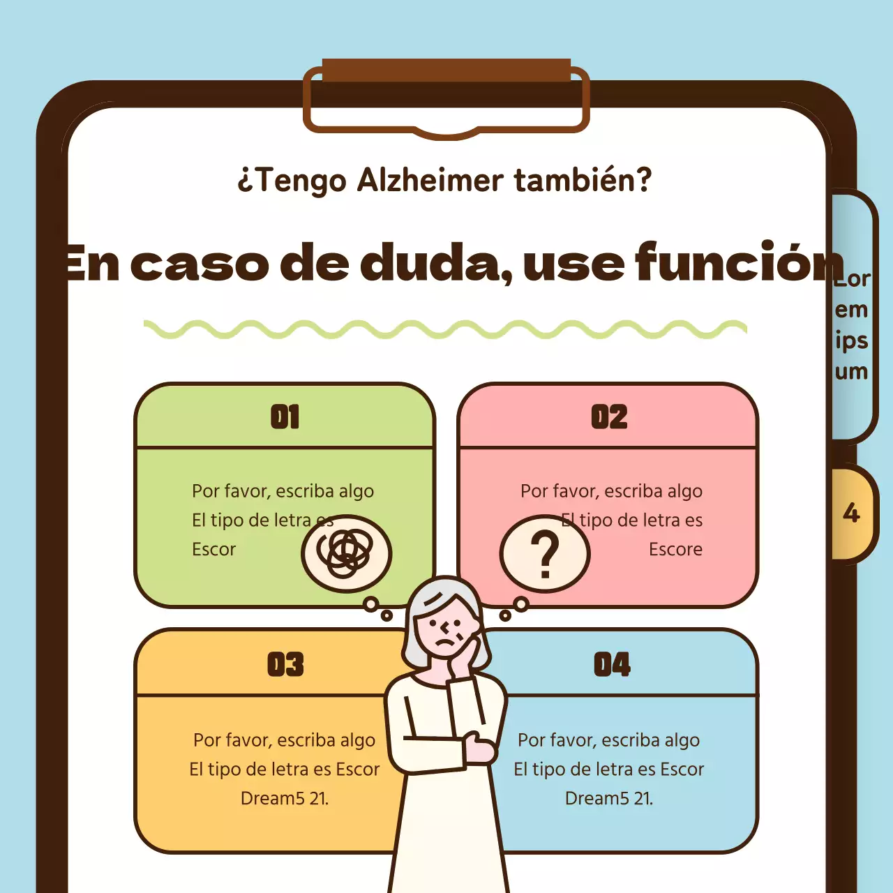 Información sanitaria para personas mayores con Alzheimer en amarillo chartreuse azul claro