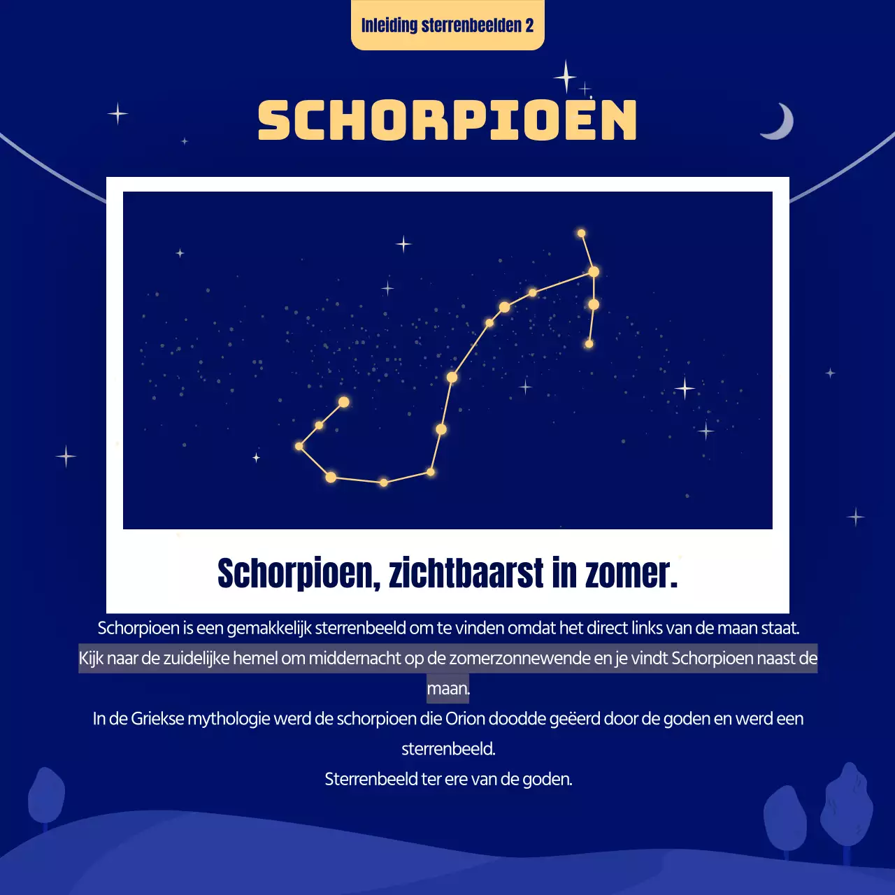 Geïllustreerde zomerhoroscoop in blauw en geel CardNews