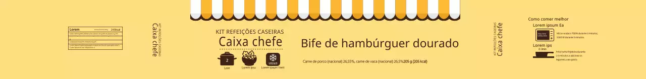 Rótulo de bife de hambúrguer dourado ilustrado a amarelo
