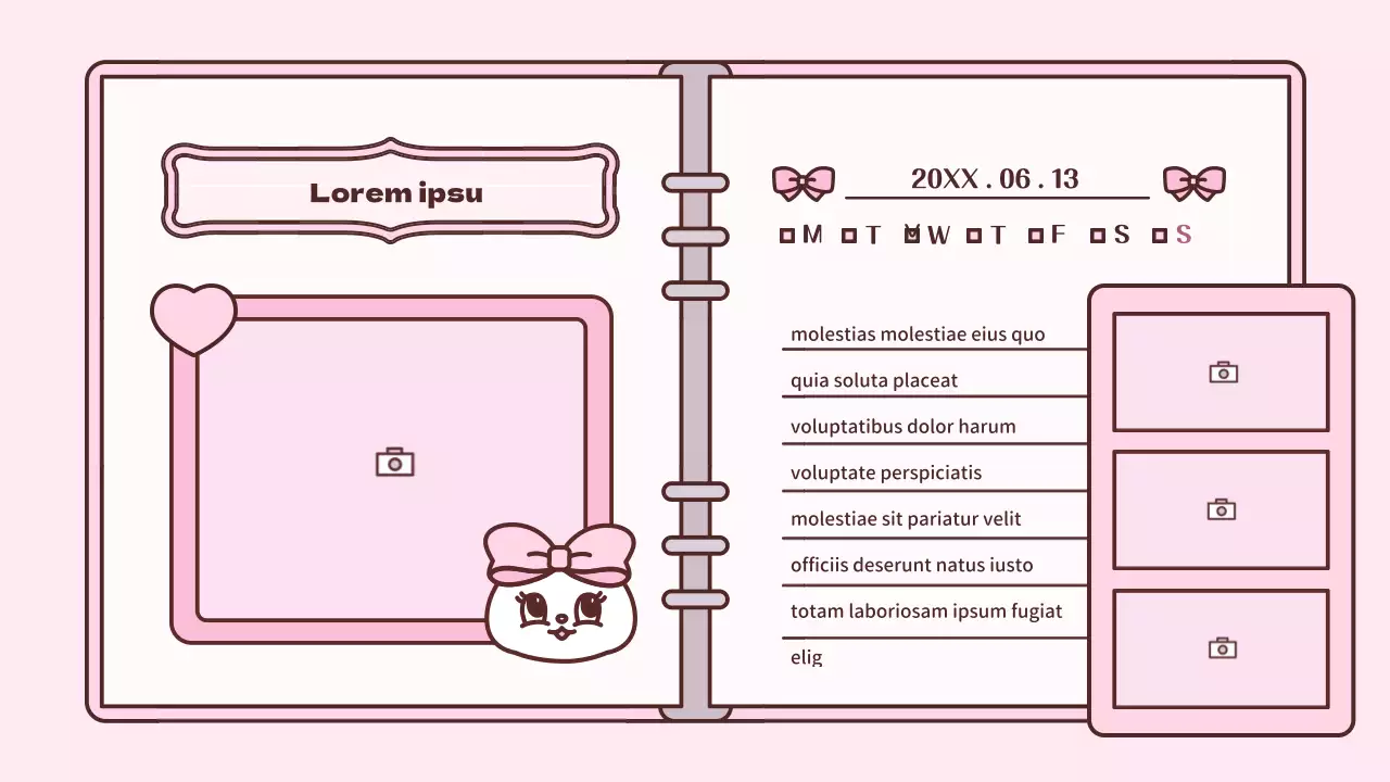 Niedliches Tagebuch-Konzept-Präsentationskit in Rosa