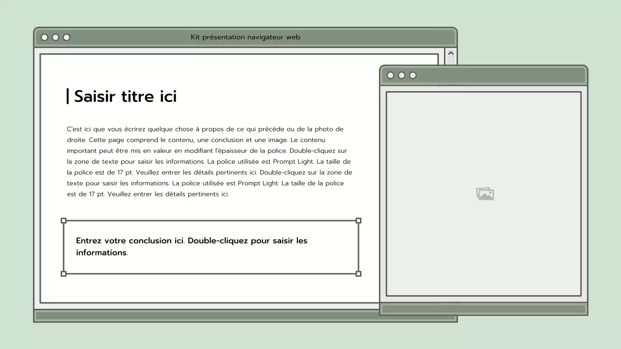 Kit de présentation avec un concept de navigateur bleu clair