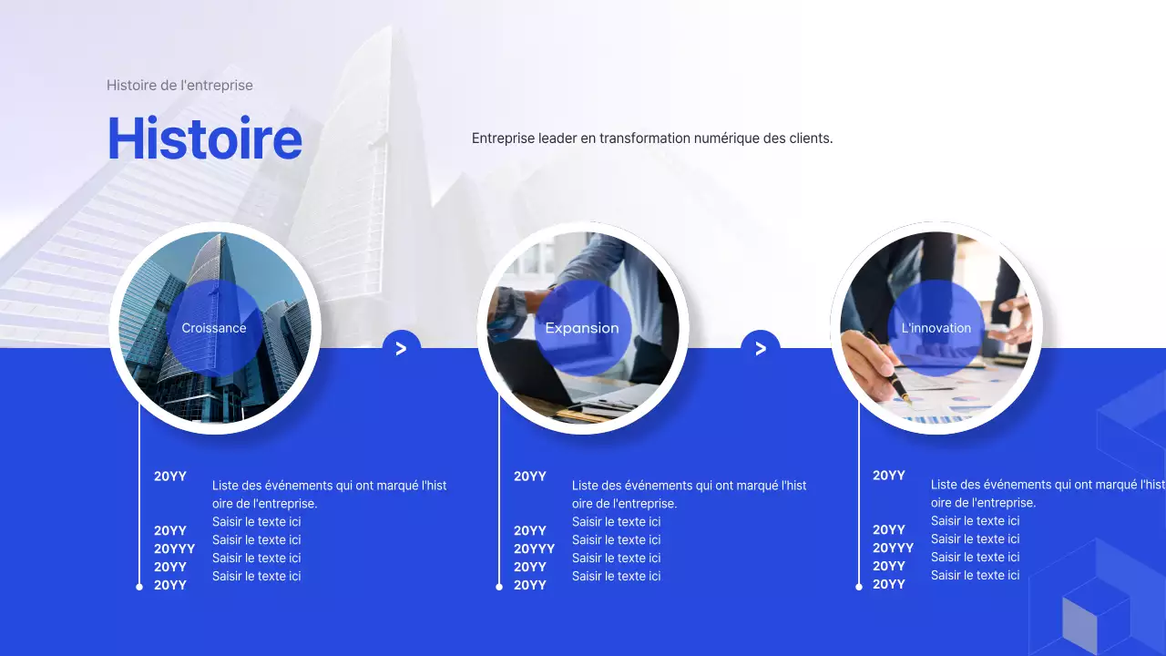 Profil de l'entreprise informatique en bleu (présentation)