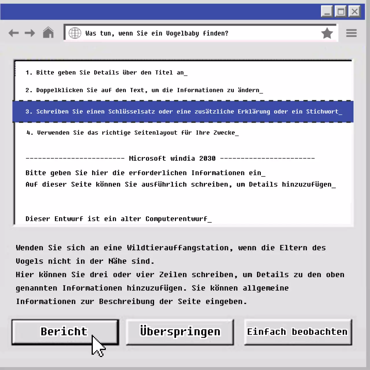 Das alte blau-graue Computerbaby CardNews