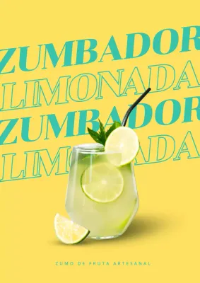 Promocione una carta de bebidas veraniegas tropicales en amarillo y menta