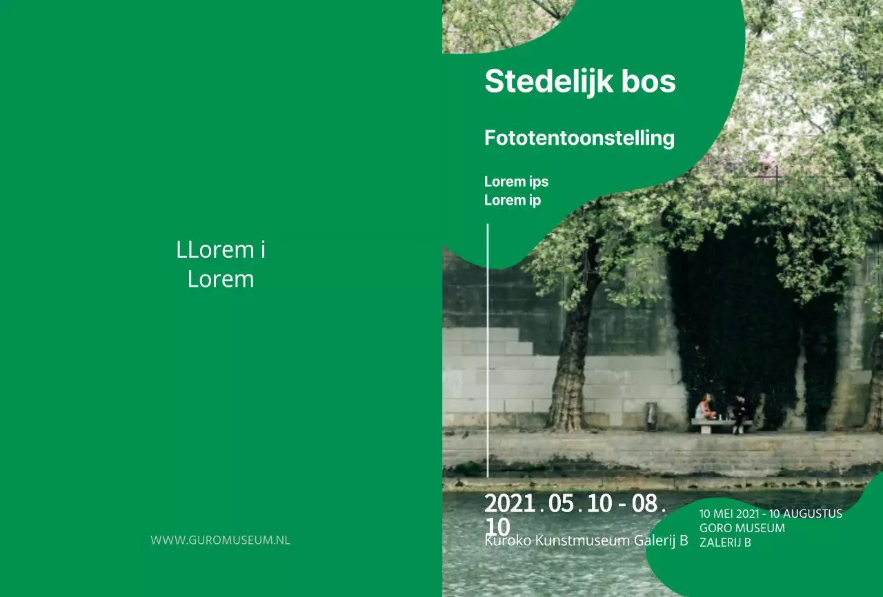 Ansichtkaart ter promotie van een groene fototentoonstelling