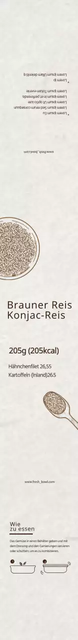 Weißes, illustriertes Konjac-Etikett aus braunem Reis mit Textur