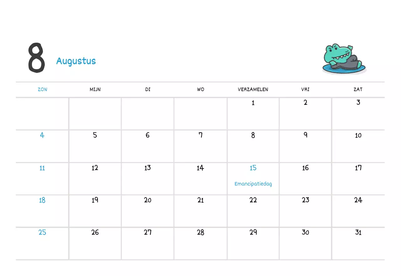 Een kalender met een schattig Argo-illustratieconcept