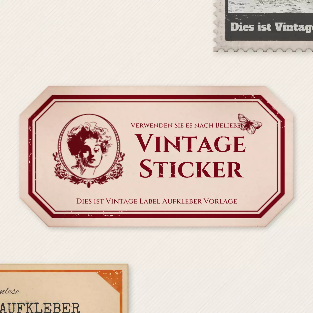 Layout-Bundle-Pack mit beigem Vintage-Sticker-Pack-Konzept