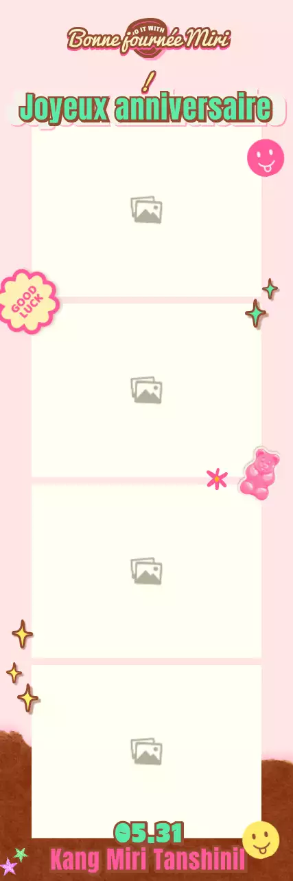 Mise en page photo Happy Birthday en rose et menthe avec un concept de daguerréotype